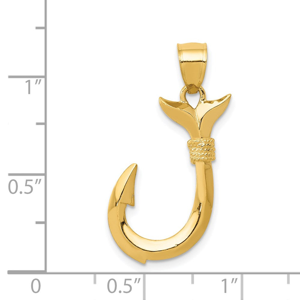 Million Charms 14K Yellow Gold Themed Whale Tail Hook Pendant
