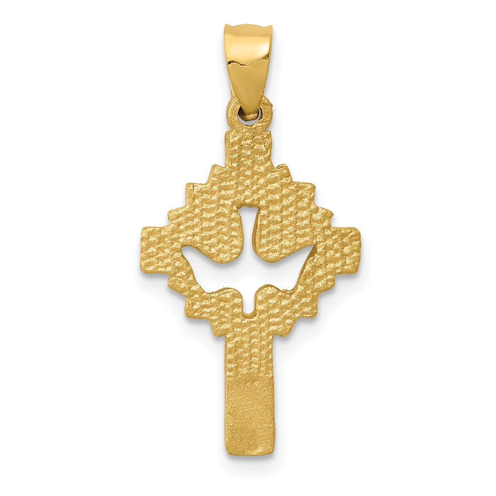 Million Charms 14K Yellow Gold Themed Dove Relgious Cross Charm