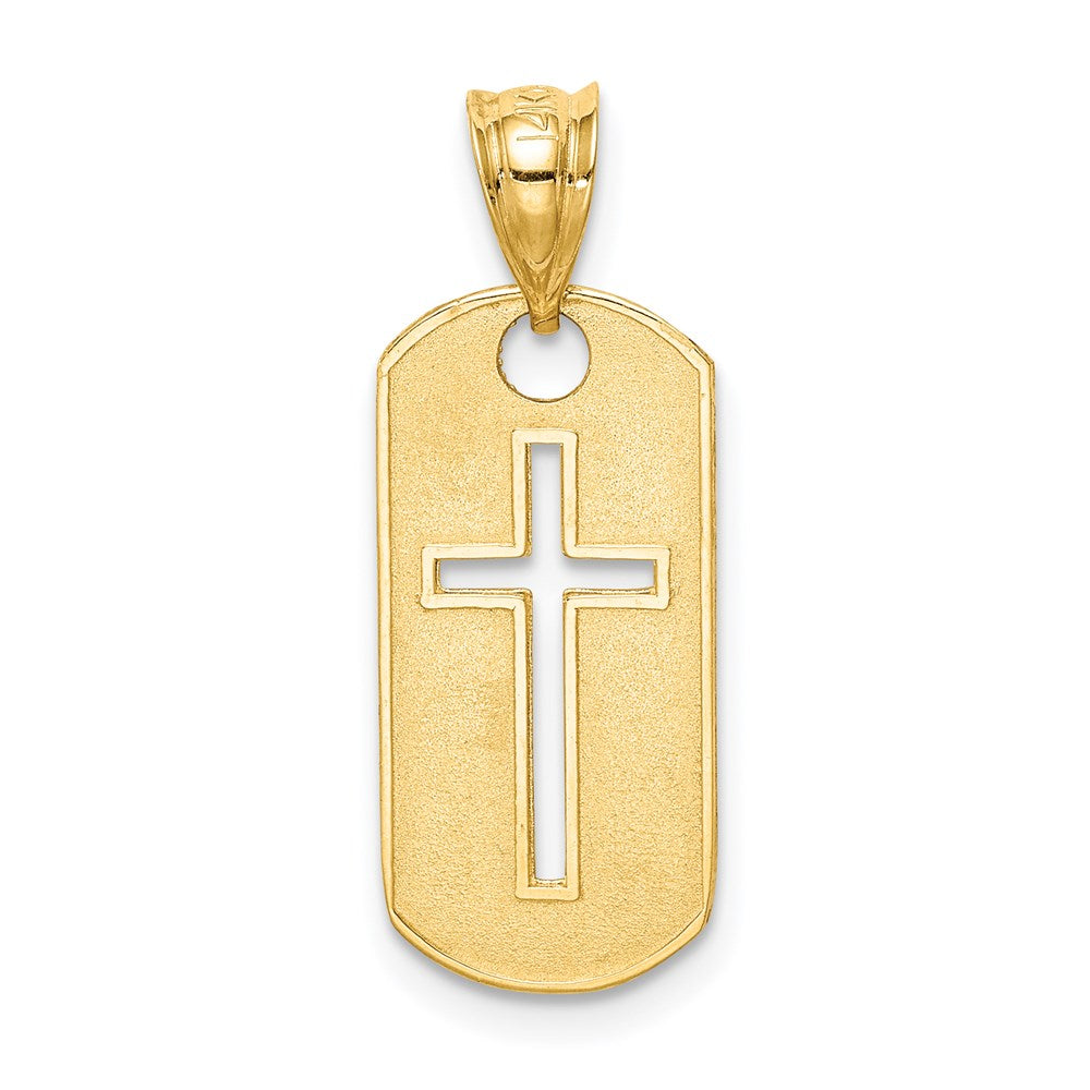 Million Charms 14K Yellow Gold Themed Polished Relgious Cross Cut-Out Pendant
