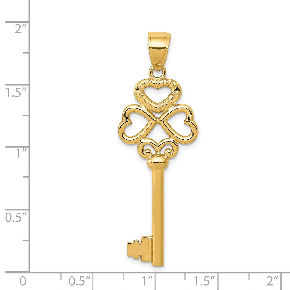 Million Charms 14K Yellow Gold Themed Polished Hearts Key To My Heart Key Charm