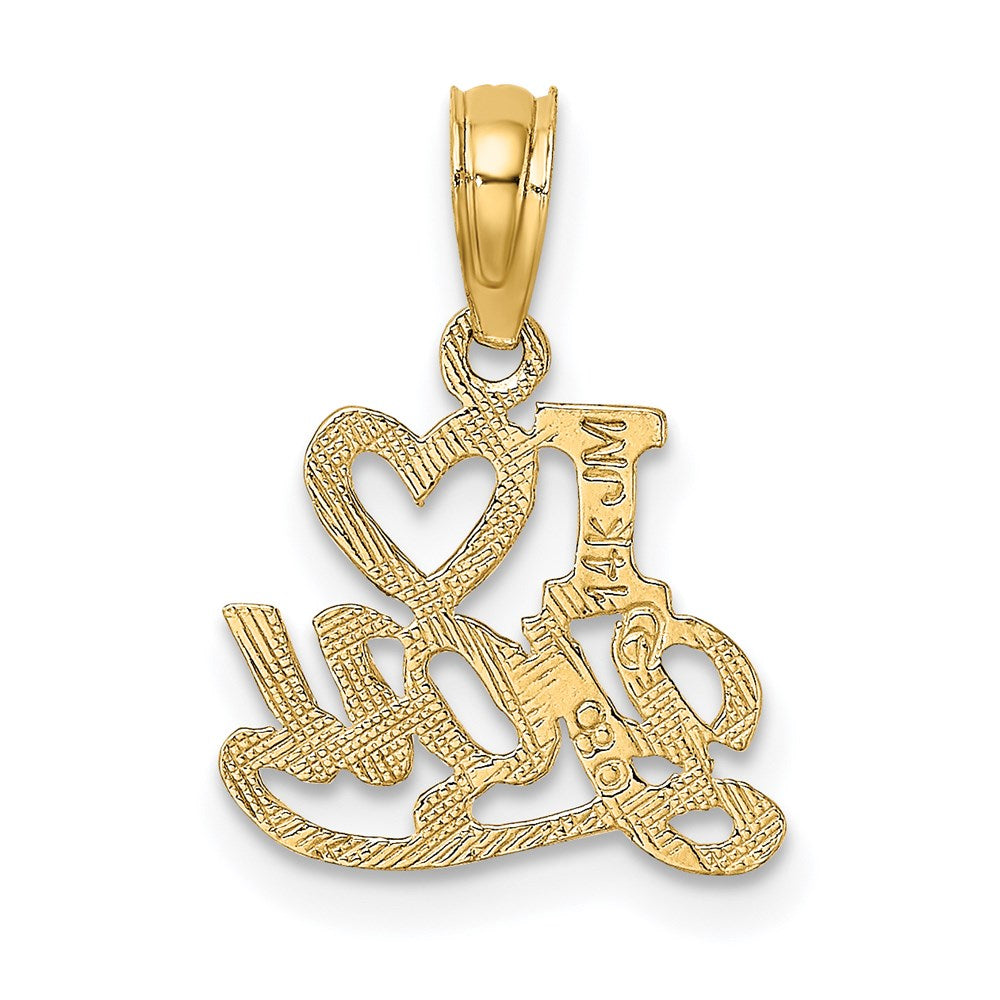 Million Charms 14K Yellow Gold Themed Polished & Textured I Heart You Charm