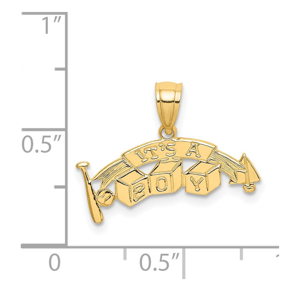 Million Charms 14K Yellow Gold Themed It'S A Boy With Blocks Charm