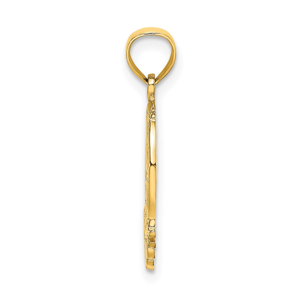 Million Charms 14K Yellow Gold Themed Good Luck With Horseshoe, Lucky Clover Charm