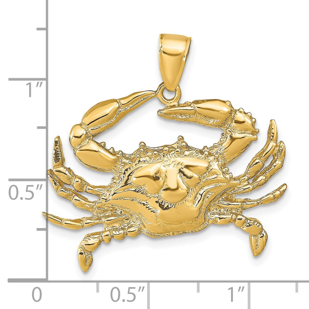 Million Charms 14K Yellow Gold Themed Blue Crab Pendant