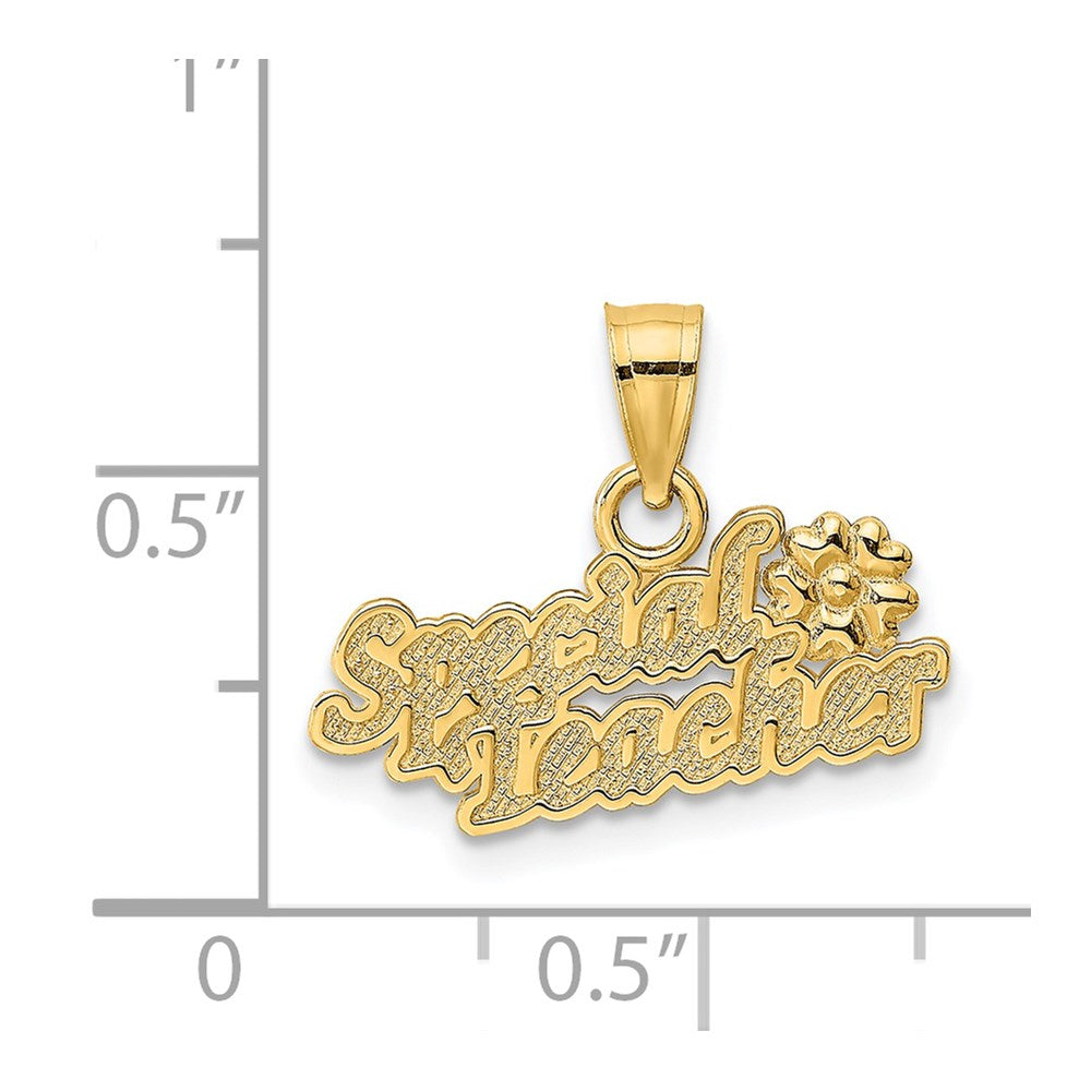Million Charms 14K Yellow Gold Themed Special Teacher With Flower Charm