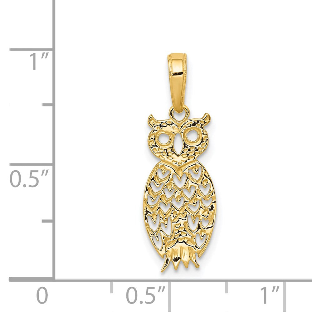 Million Charms 14K Yellow Gold Themed Owl Pendant