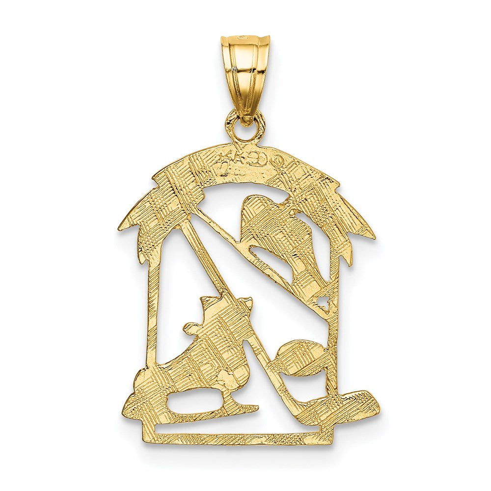 Million Charms 14K Yellow Gold Themed Sports Hockey Story Framed Charm
