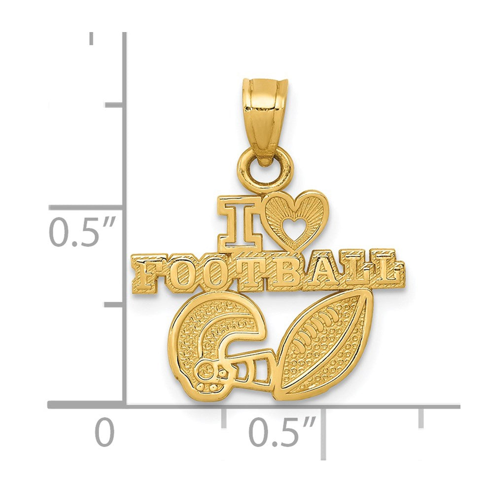 Million Charms 14K Yellow Gold Themed I Heart Sports Football Charm