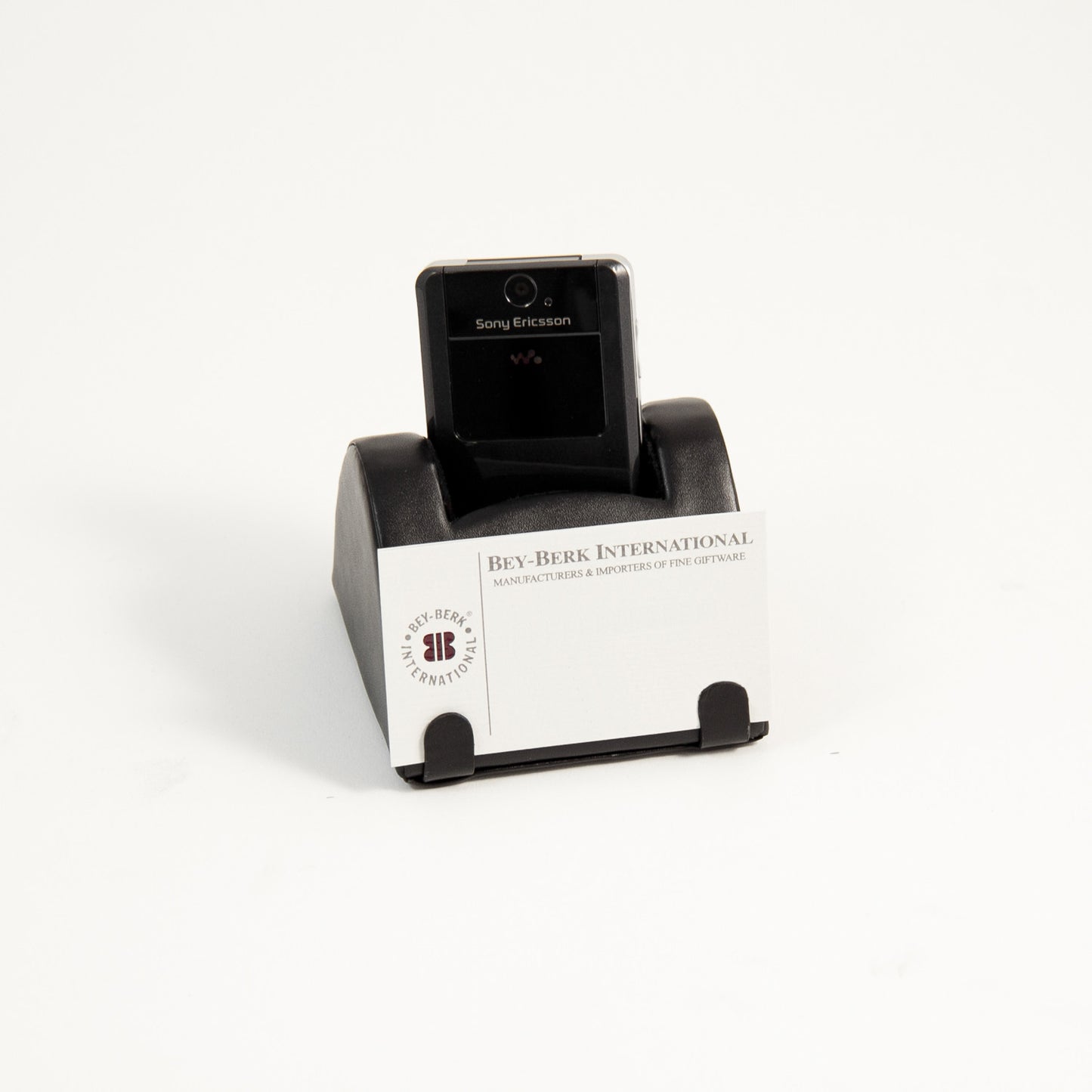 Occasion Gallery Black Color Black Leather Mobile Phone & Business Card Holder. 3.25 L x 3.65 W x 2.5 H in.
