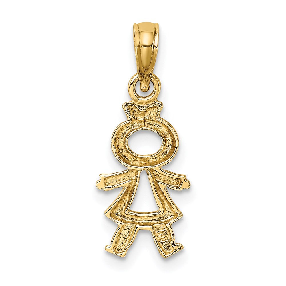 Million Charms 14K Yellow Gold Themed Polished & Textured Girl Charm