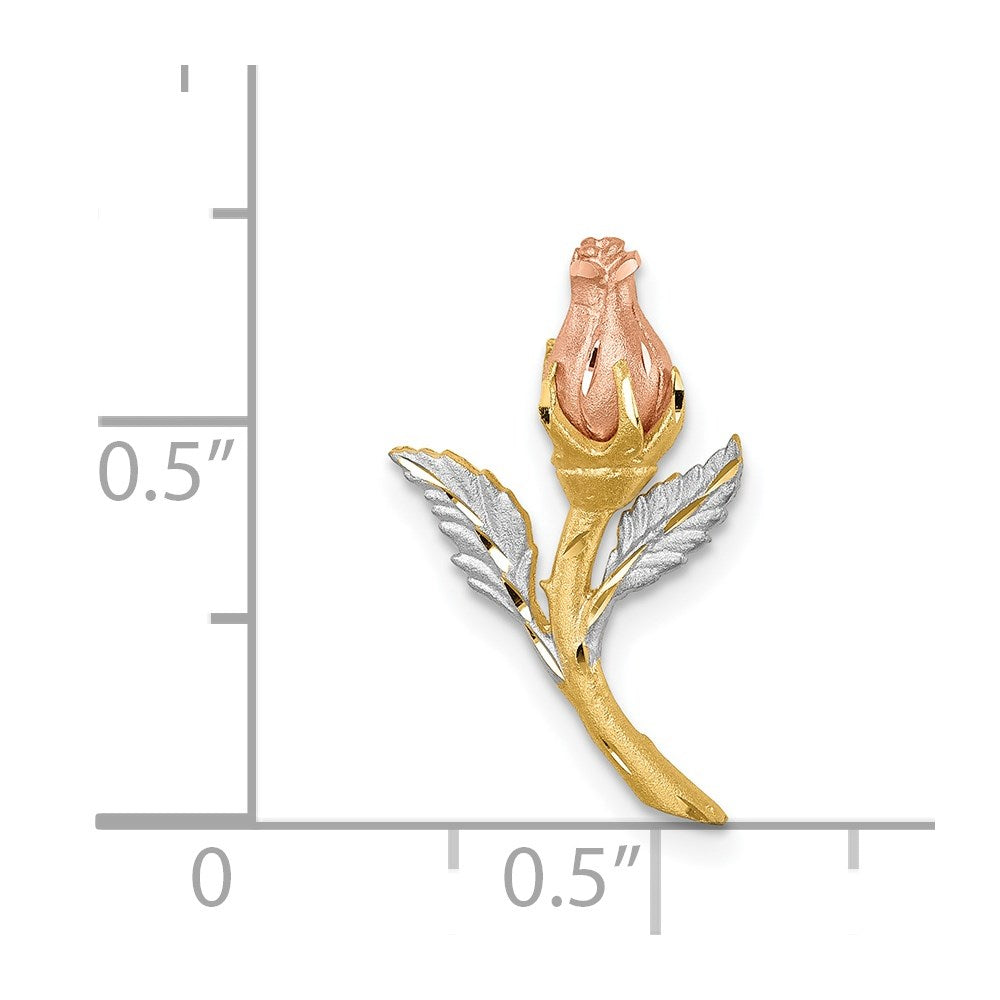 Million Charms 14K Two-Tone White Rhodium-plated Diamond-Cut Polished & Brushed Rose Chain Slide