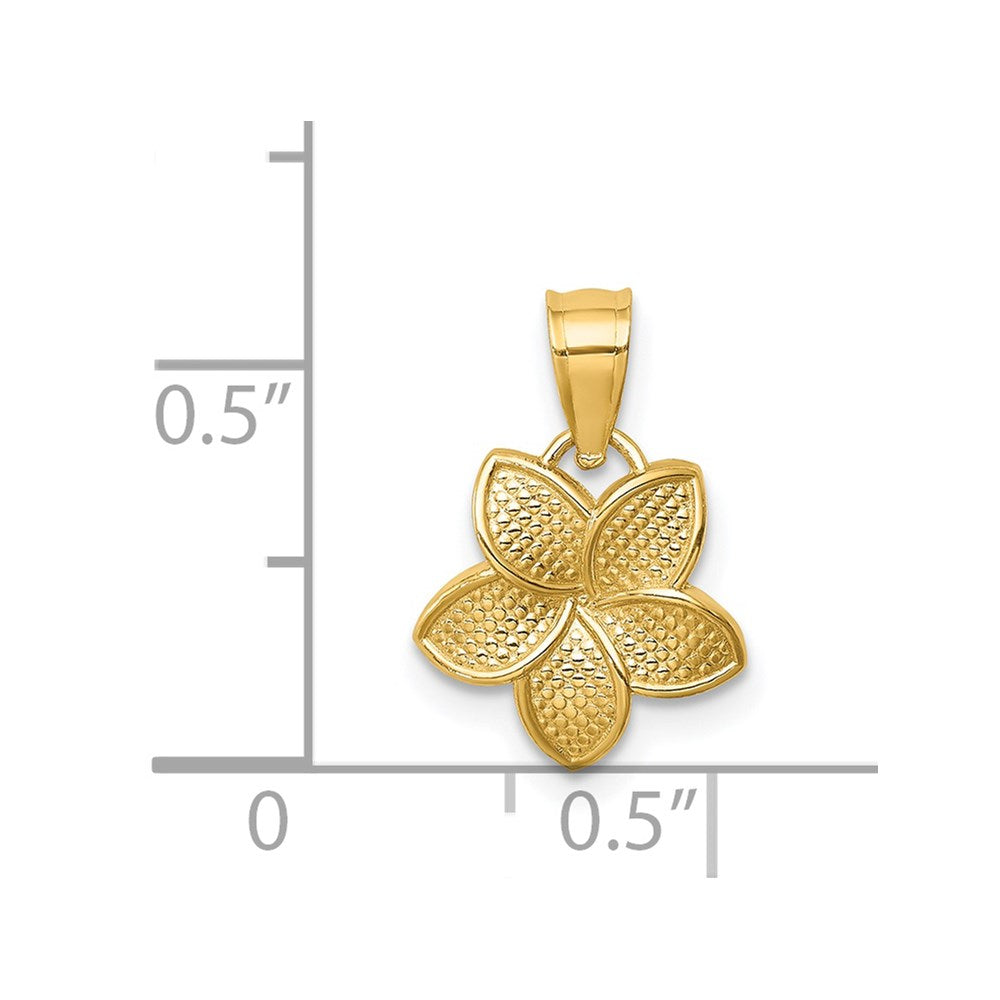 Million Charms 14K Yellow Gold Themed Polished Plumeria Pendant