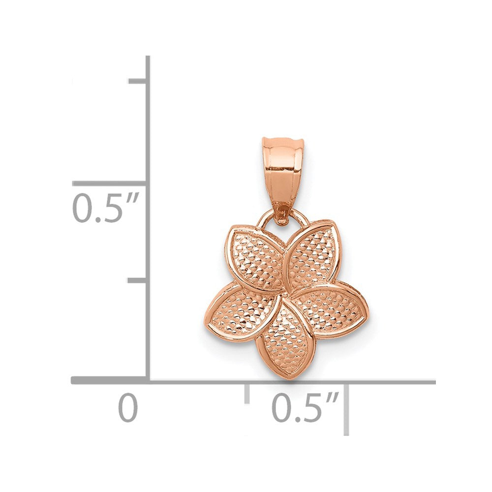 Million Charms 14K Rose Gold Themed Polished Mini Plumeria Pendant