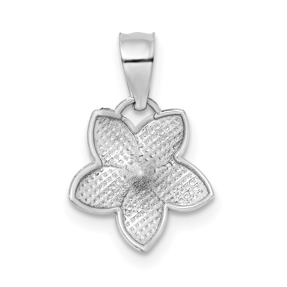 Million Charms 14K White Polished Mini Plumeria Pendant