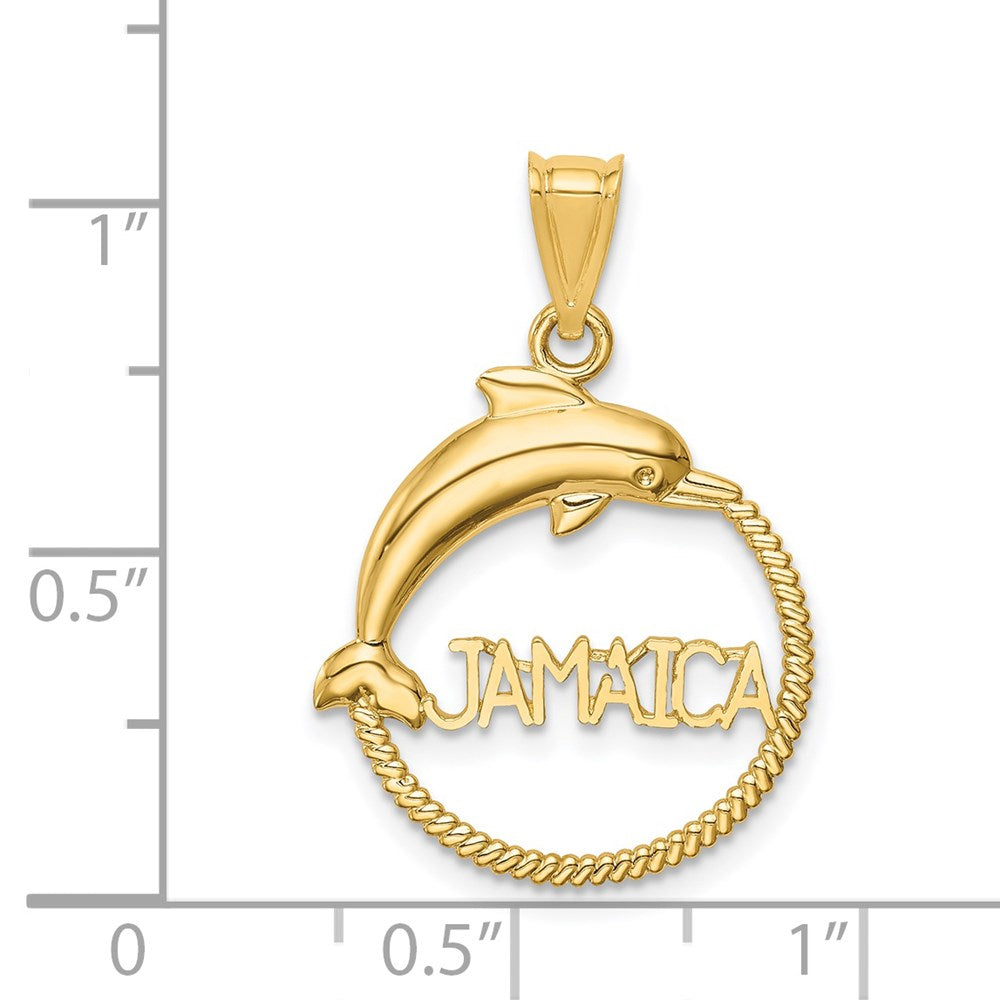 Million Charms 14K Yellow Gold Themed Polished Dolphin Jamaica Pendant