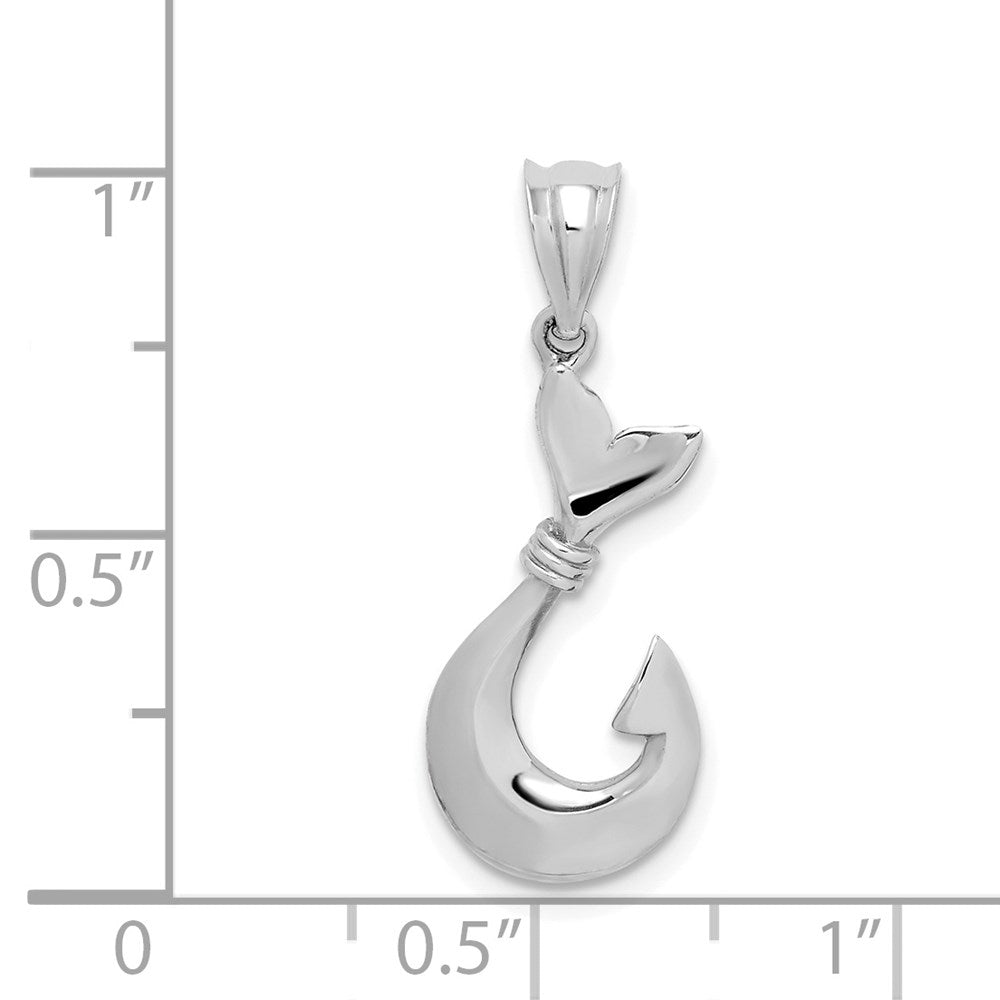 Million Charms 14K White Polished Fish Hook Pendant