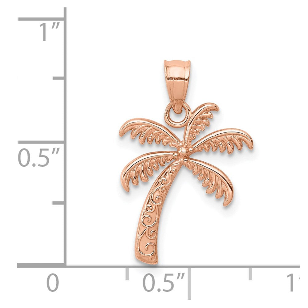 Million Charms 14K Rose Gold Themed Polished Palm Tree Pendant