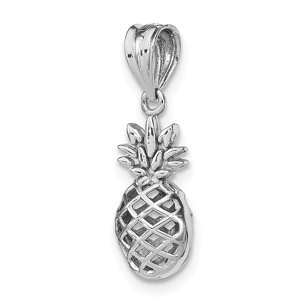 Million Charms 14K White Polished 3D Pineapple Pendant