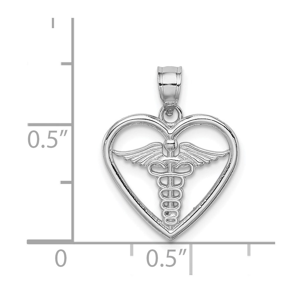 Million Charms 14K White Polished Medical Heart Pendant