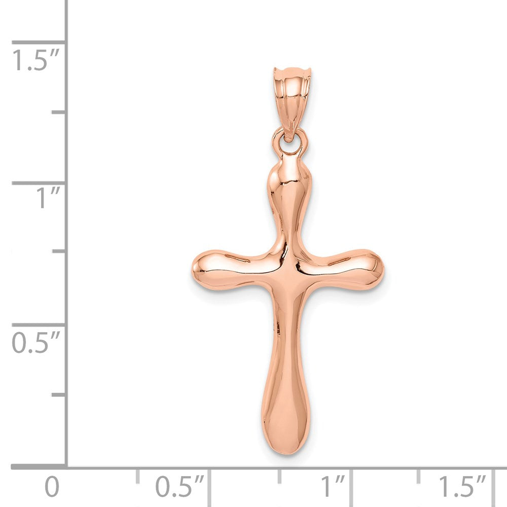 Million Charms 14K Rose Gold Themed Polished Rounded Edge Relgious Cross Pendant