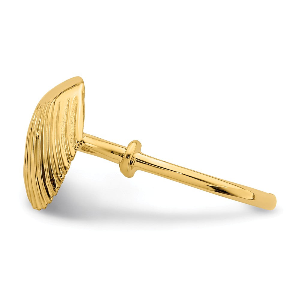 14k Yellow Gold Polished Shell Ring, Size: 5