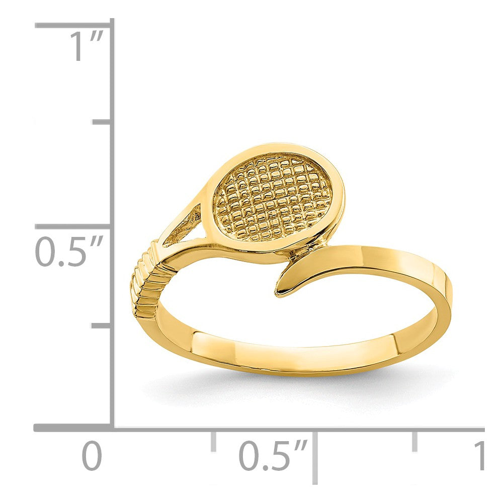 14k Yellow Gold Polished Tennis Racket Ring, Size: 7