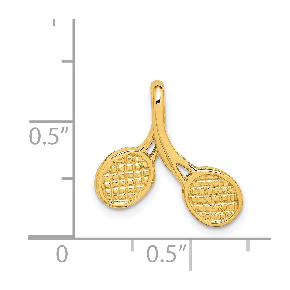 Million Charms 14K Yellow Gold Themed Polished Sports Tennis Racket Chain Slide