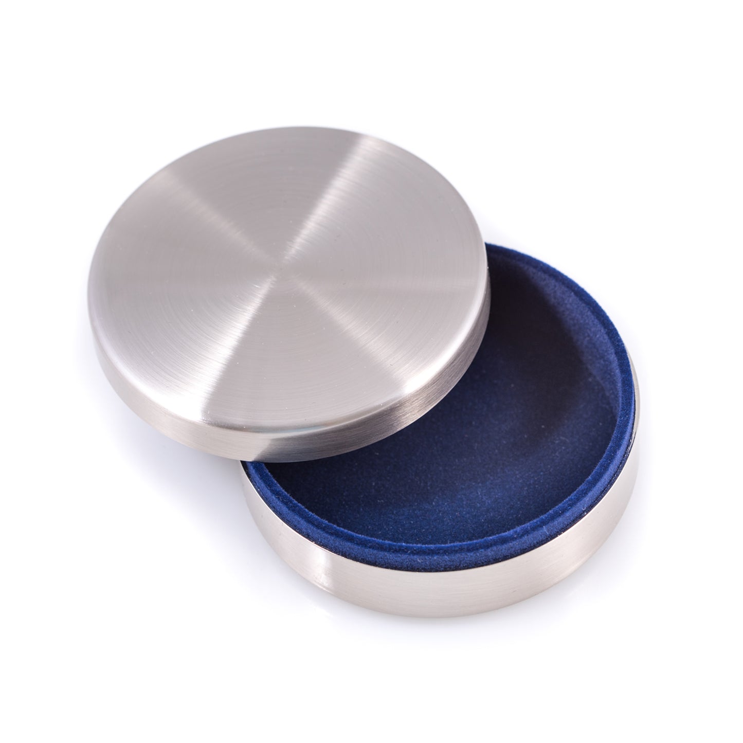 Occasion Gallery Silver Color Brushed Stainless Steel Round Keepsake Box with Velvet Lining. 3 L x 3 W x 1 H in.