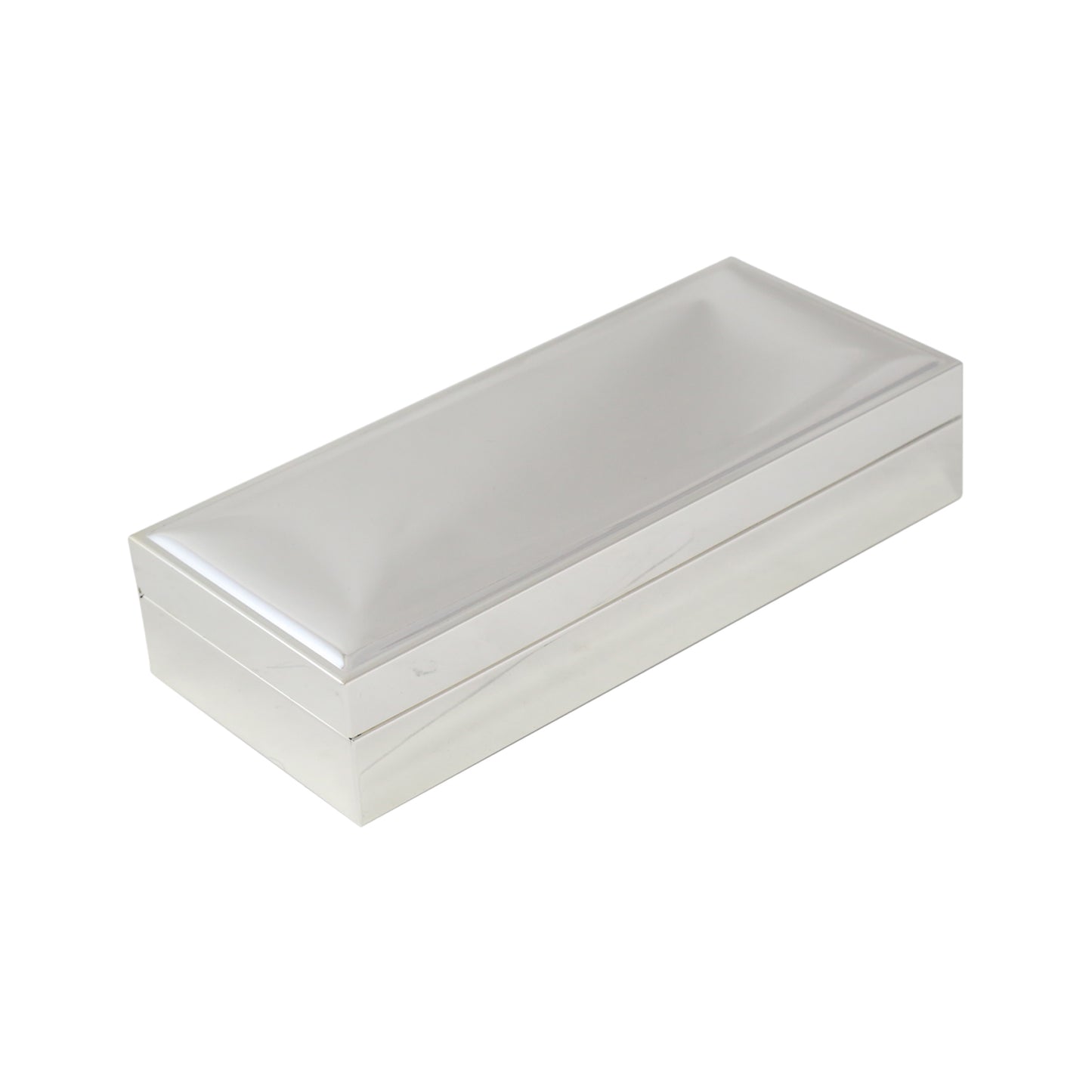 Occasion Gallery Silver Color Nickel Plated Rectangular 3 1/2" x 8" Hinged Box with Velvet Lining. 3.5 L x 8 W x 1.75 H in.