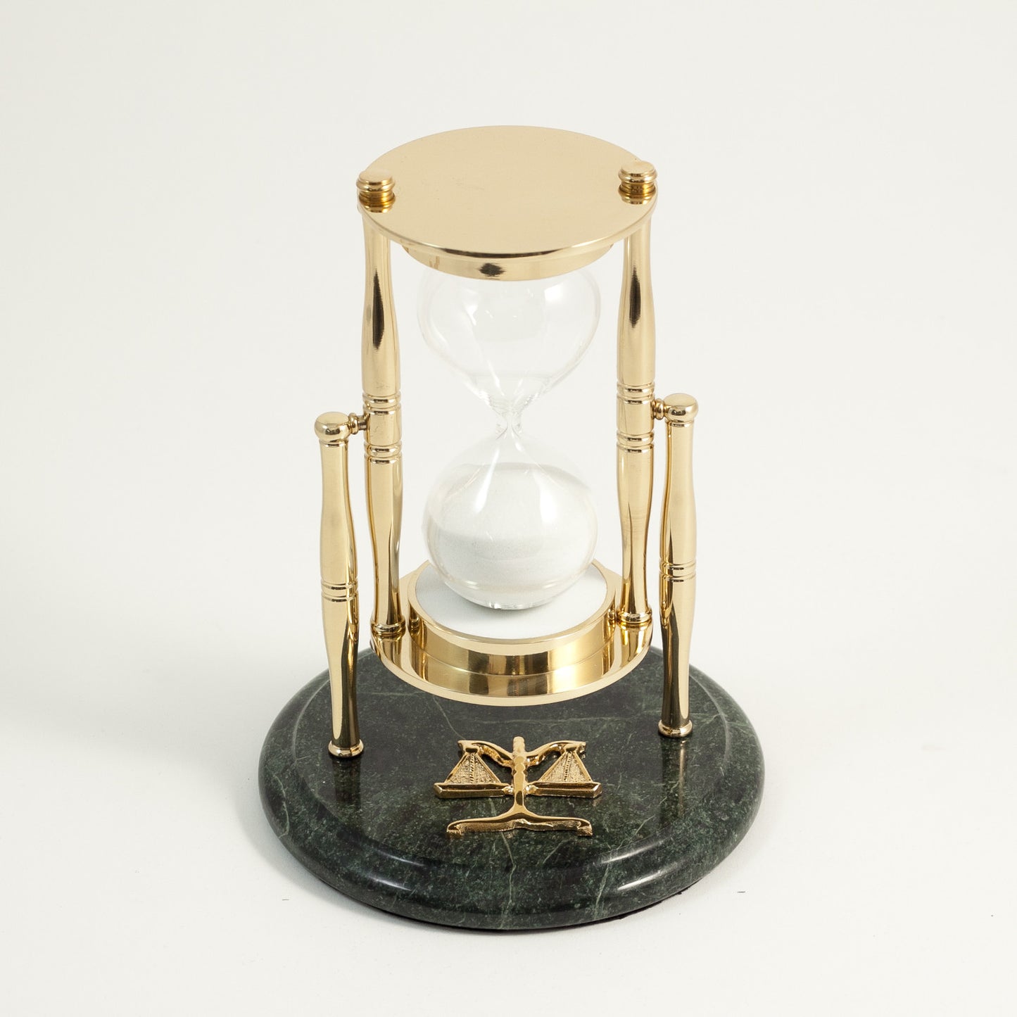 Occasion Gallery Green Marble/Brass Color "Legal", Green Marble 30 Minute Sand Timer with Brass Accents. 5.25 L x 7 W x H in.