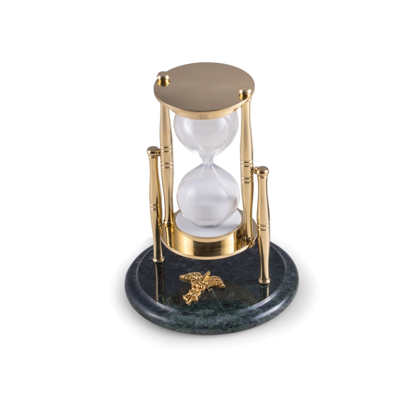 Occasion Gallery Green Marble/Brass Color "Medical", Green Marble 30 Minute Sand Timer with Brass Accents. 5.25 L x 7 W x H in.