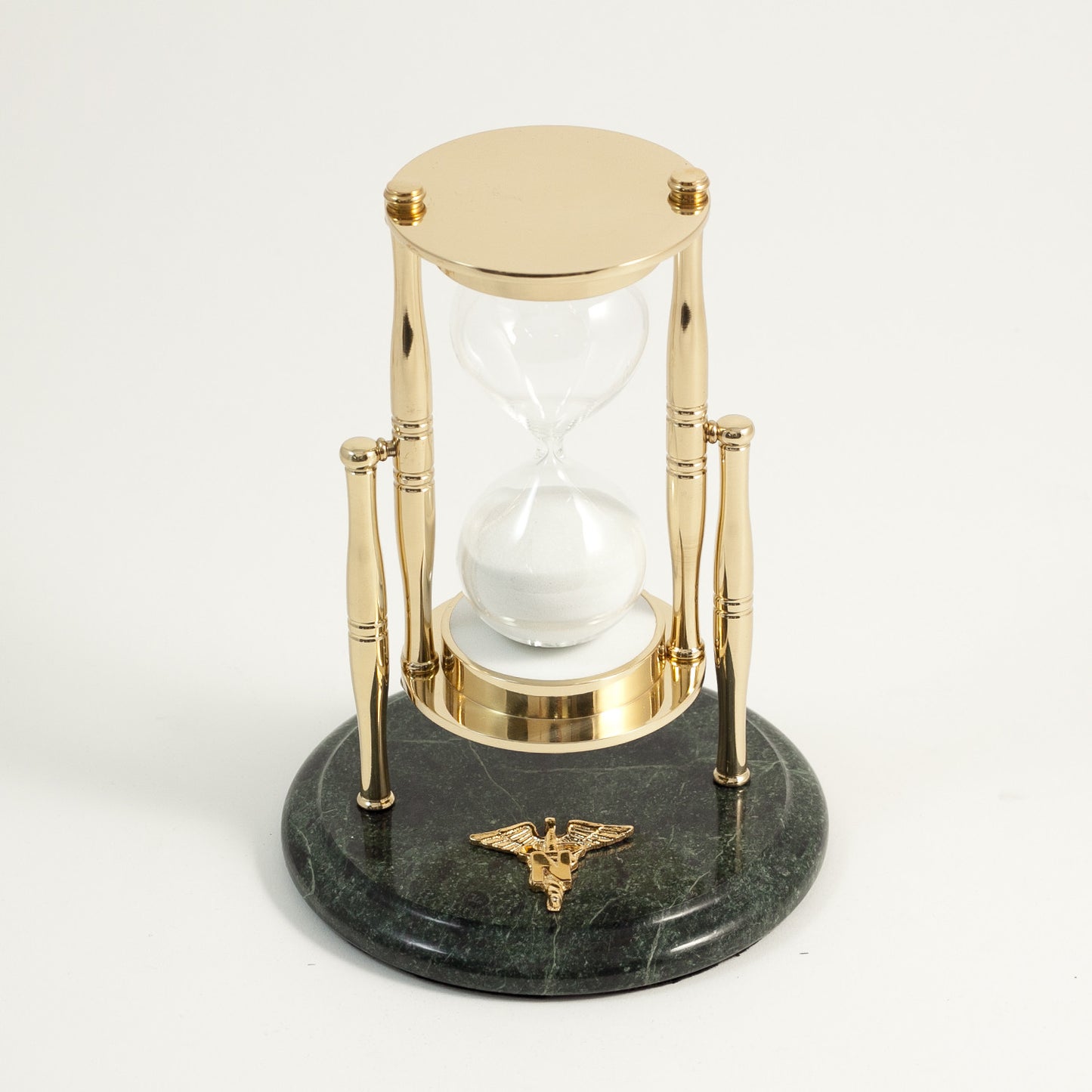 Occasion Gallery Green Marble/Brass Color "Nursing", Green Marble 30 Minute Sand Timer with Brass Accents. 5.25 L x 7 W x H in.