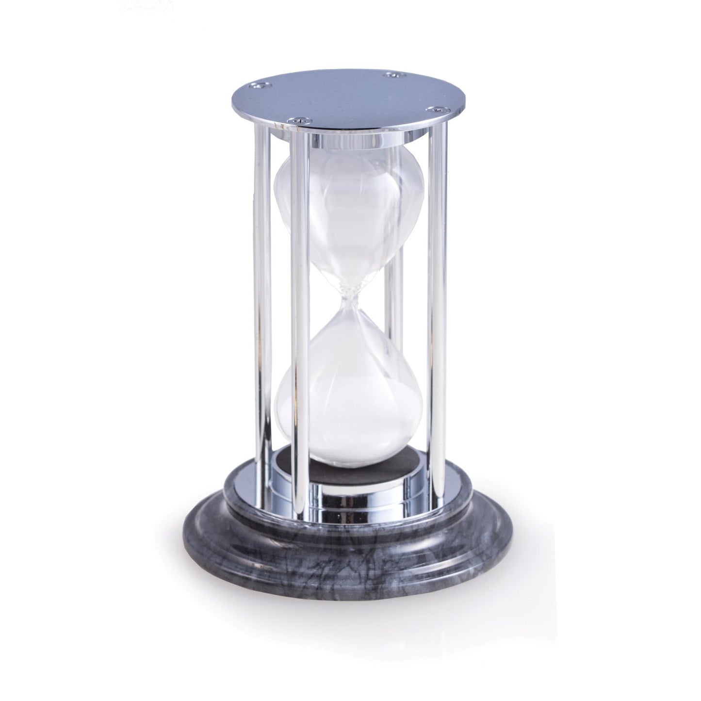 Occasion Gallery Black Marble/Chrome Color Chrome 15 Minute Sand Timer on Black Marble Base. 2.85 L x 6 W x H in.