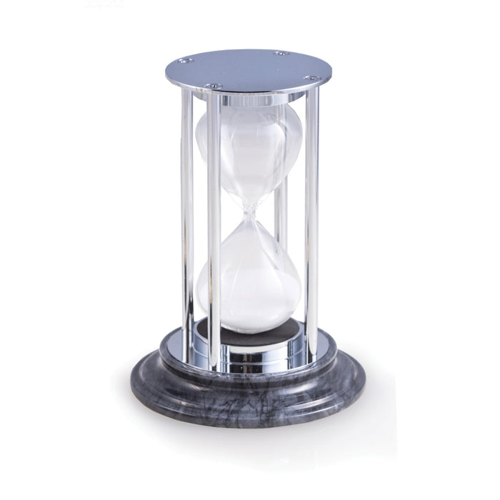 Occasion Gallery Black Marble/Chrome Color Chrome 15 Minute Sand Timer on Black Marble Base. 2.85 L x 6 W x  H in.