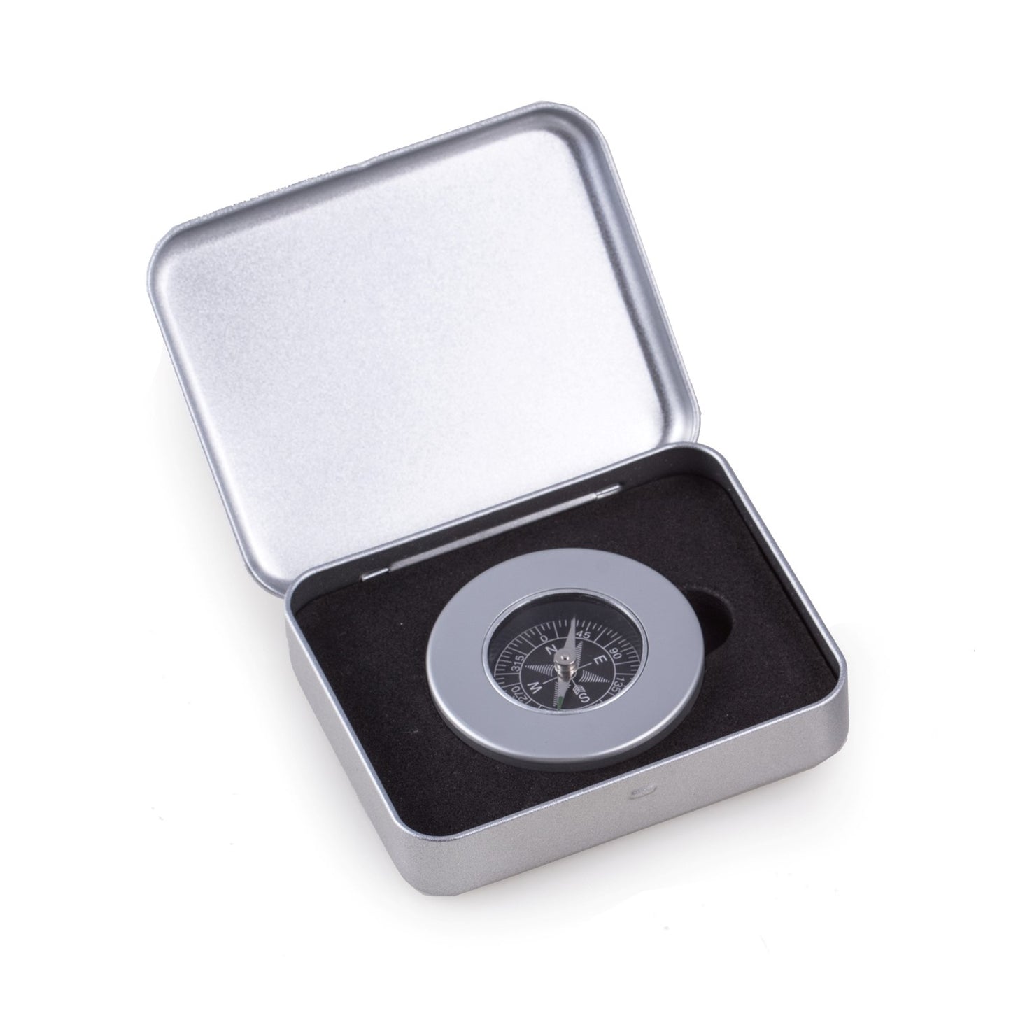 Occasion Gallery Silver Color Aluminum Compass in Aluminum Case. 4 L x 3 W x 0.85 H in.