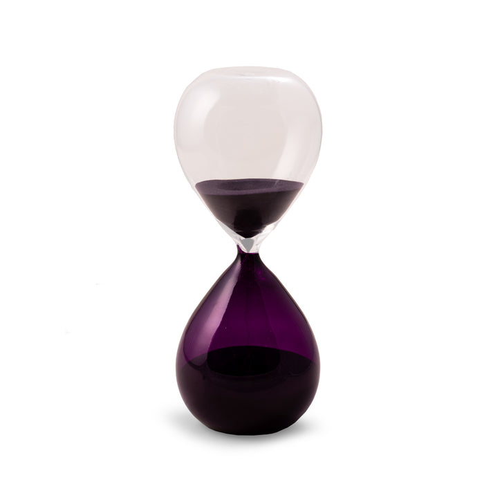 Occasion Gallery Purple Color 60 minute purple and clear glass sand timer with purple sand 9.5 L x 4D W x  H in.