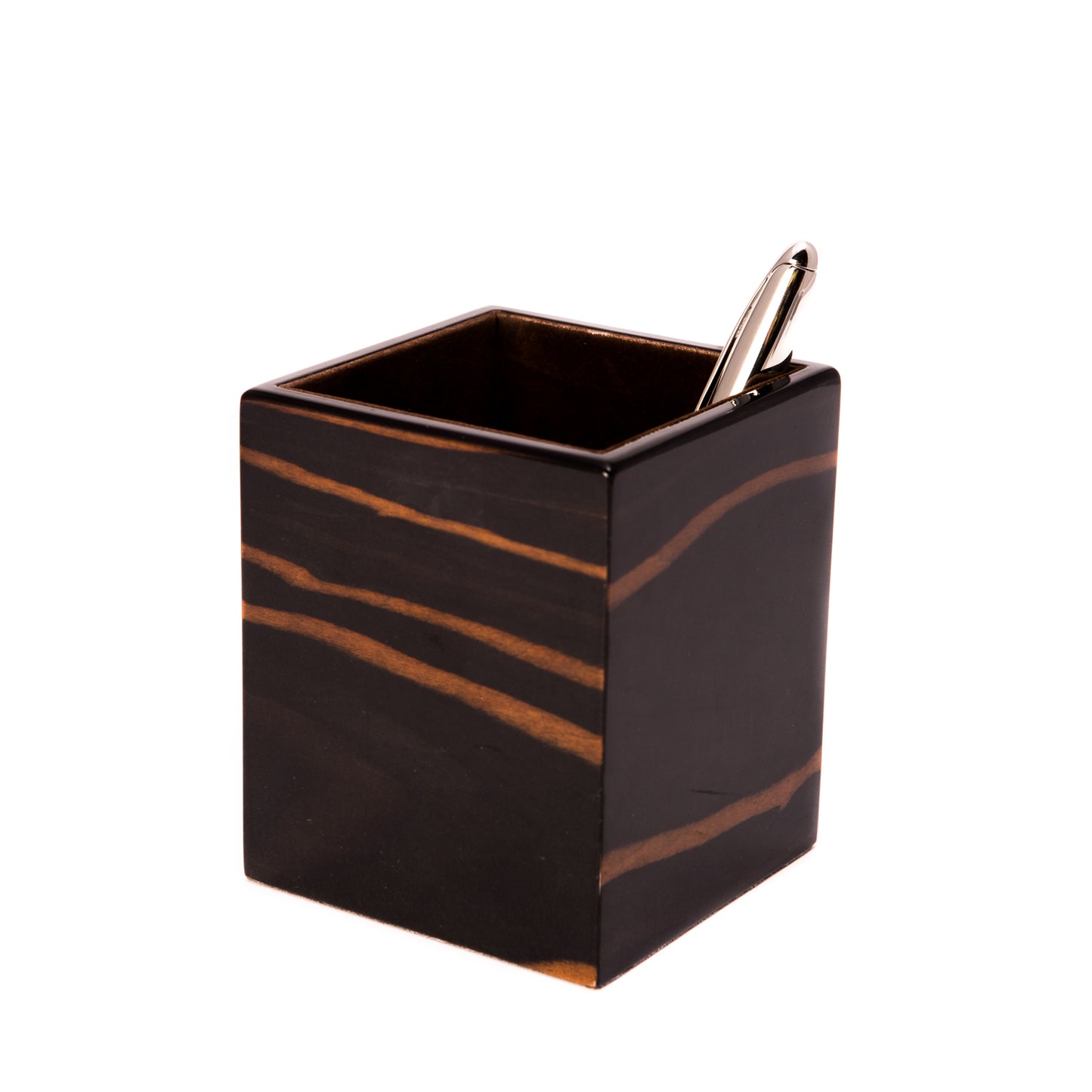 Occasion Gallery Ebony Color "Ebony" Wood Square Pen Cup 3.5 L x 3.5 W x 4 H in.