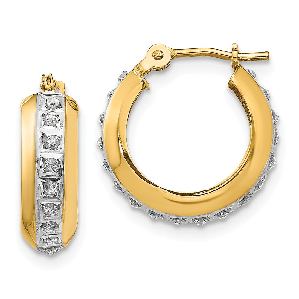Million Charms 14kDiamond Fascination Round Huggy Hinged Hoop Earrings, 16mm x 5mm