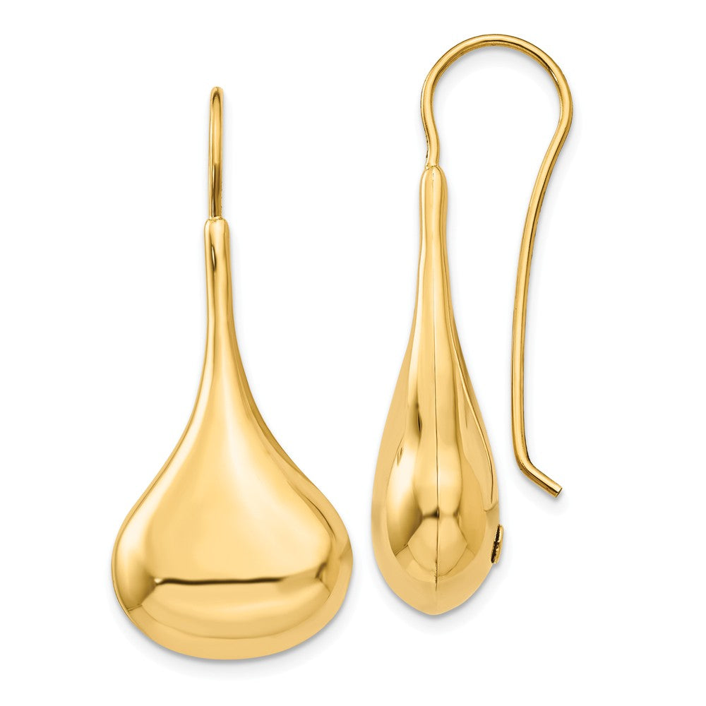 Million Charms 14k Yellow Gold Polished Abstract Wire Earrings, 36mm x 16mm
