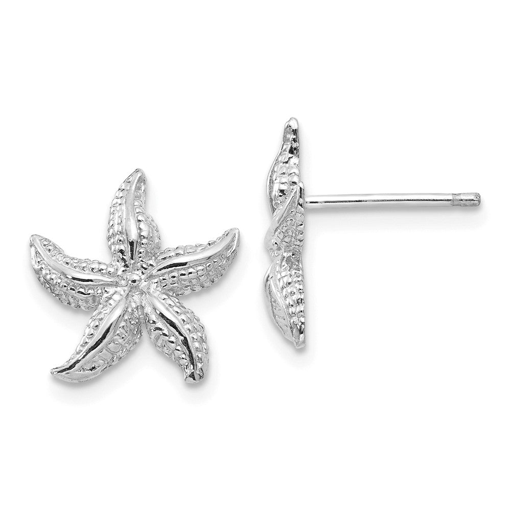 Million Charms 14k White Gold Starfish Earrings,