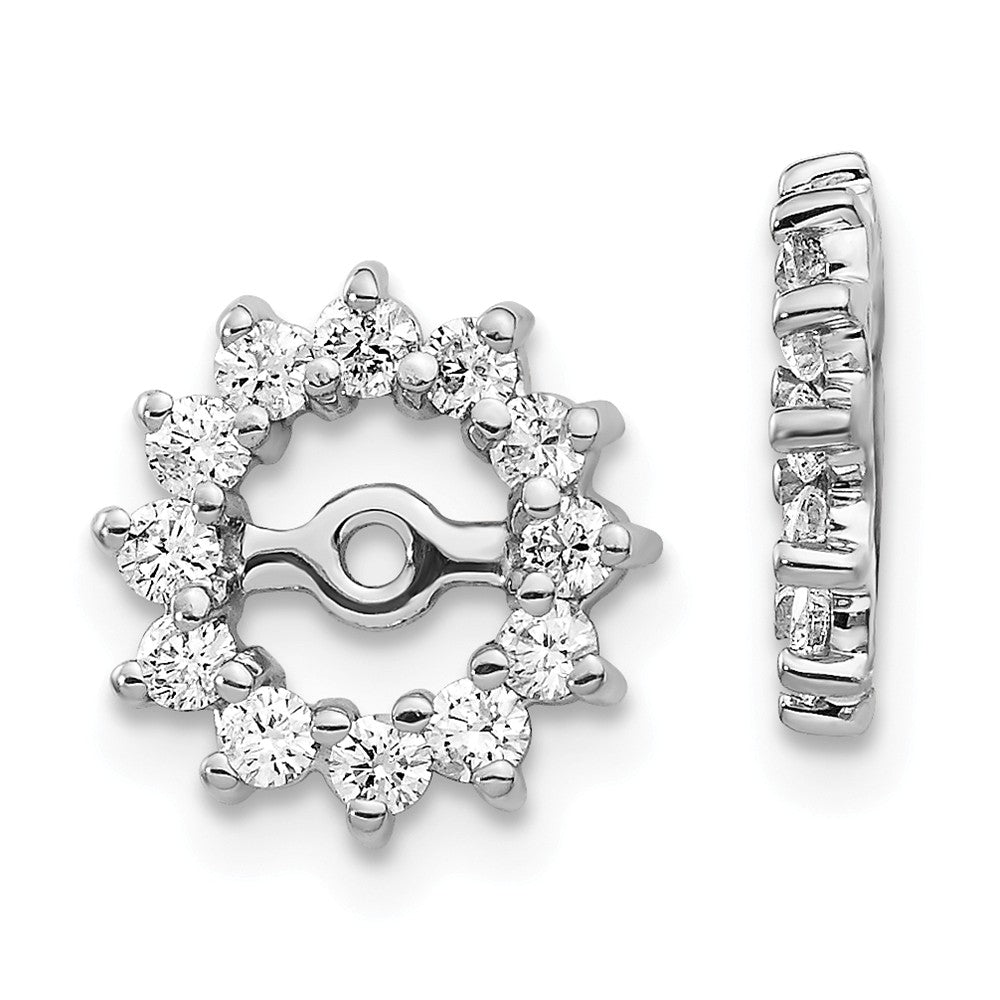 Million Charms 14k White Gold AA Diamond Earring Jacket, 10mm x 10mm