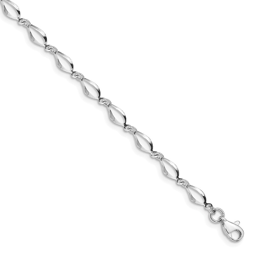 Million Charms 14k White Gold Polished Fancy Link Bracelet, Chain Length: 7.25 inches