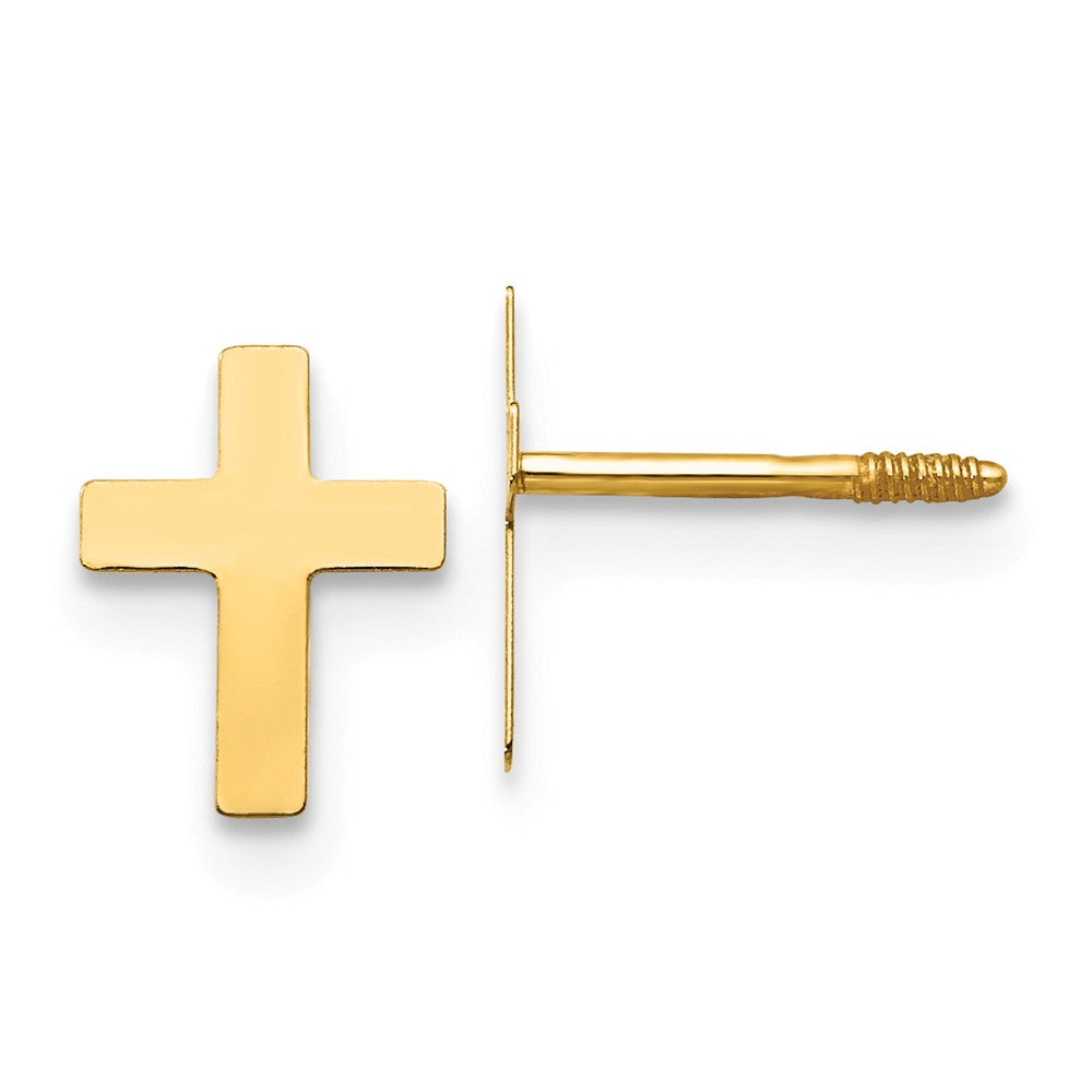 14k Yellow Gold Madi K Cross Earrings, 8mm x 5mm