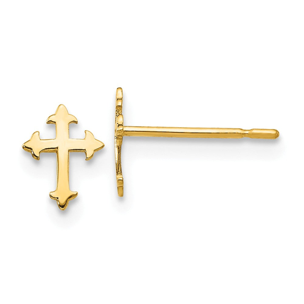 14k Yellow Gold Madi K Children's Cross Post Earrings, 6mm x 5mm