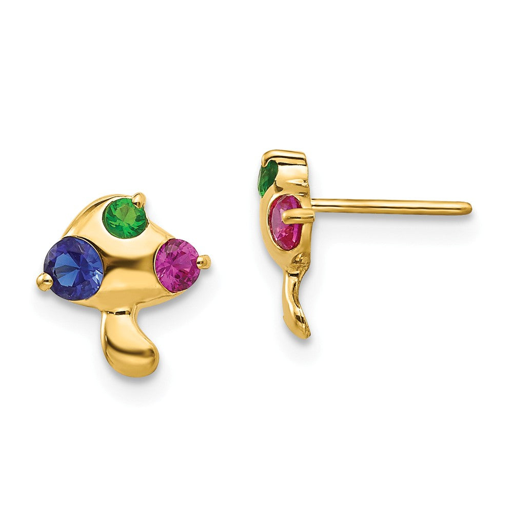 14k Madi K Multicolor Cubic Zirconia ( CZ ) Children's Mushroom Earrings, 9mm x 9mm