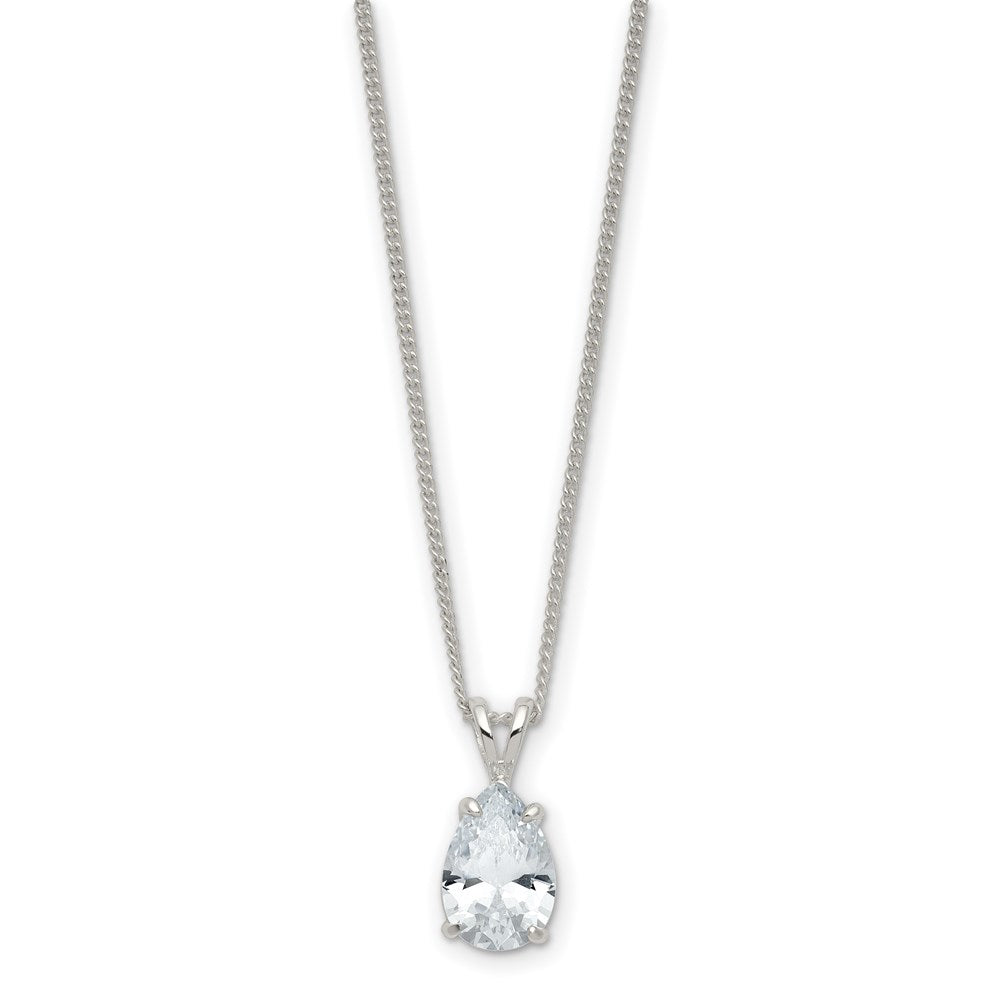 Keepsake Bereavement Silver-plated No Tears In Heaven CZ Teardrop 18in Necklace