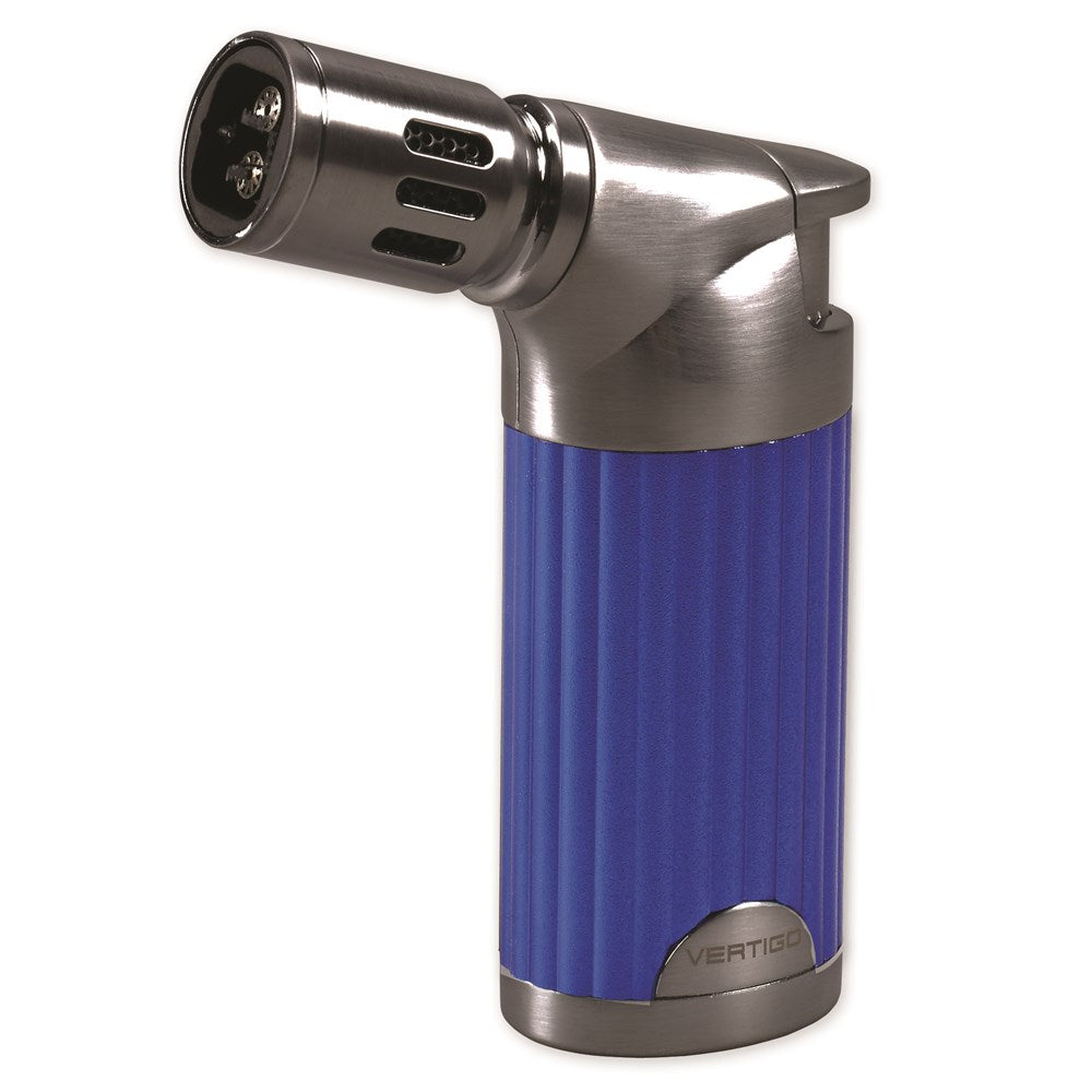 Vertigo Champ Blue Pearl and Gunmetal Quad Flame Table Torch Lighter