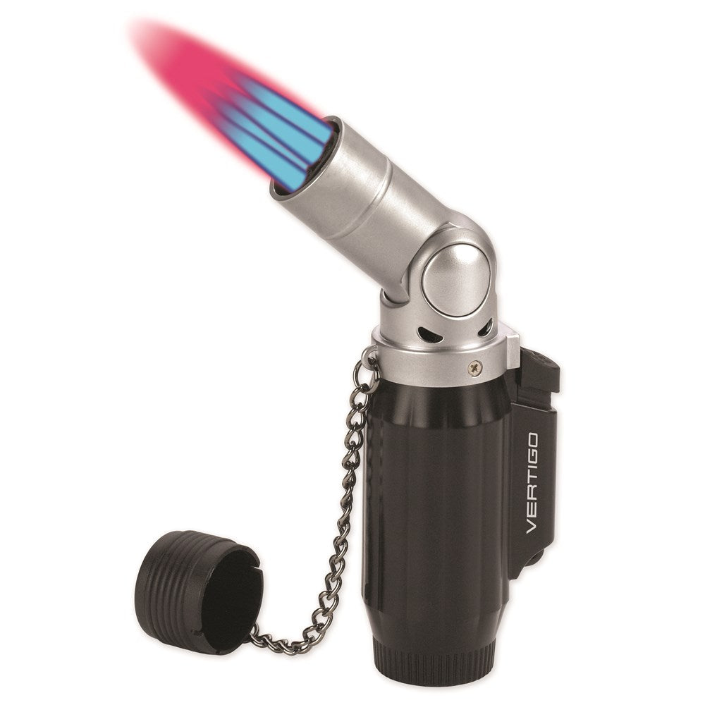 Vertigo Intimidator Black Matte and Brushed Chrome Quad Flame Table Torch L