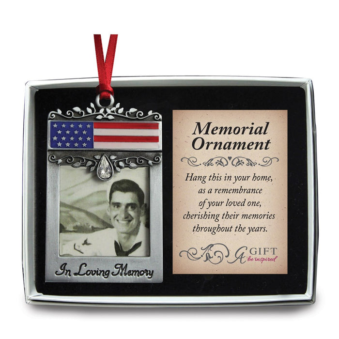 Keepsake Bereavement In Loving Memory Memorial Patriotic Silver-tone Photo Frame Ornament