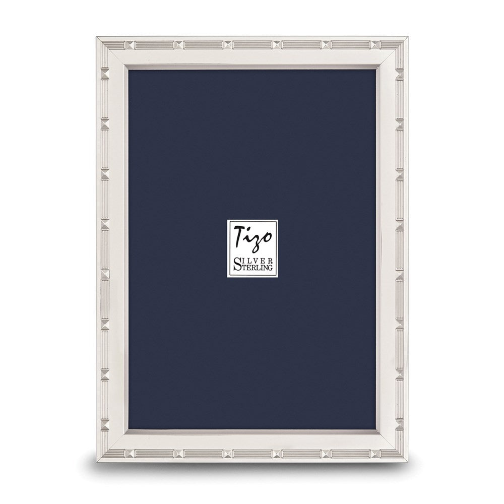 Occasion Gallery 925 Sterling Silver Geometric Border 4x6 Photo Picture Frame